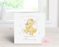 Personalised Mother's Day Card - Watercolor Mummy & Duckling Hug Design - Custom Name & Relation - Luxury 6" Square Card for Mum, Mummy, Nan - Any Text Available