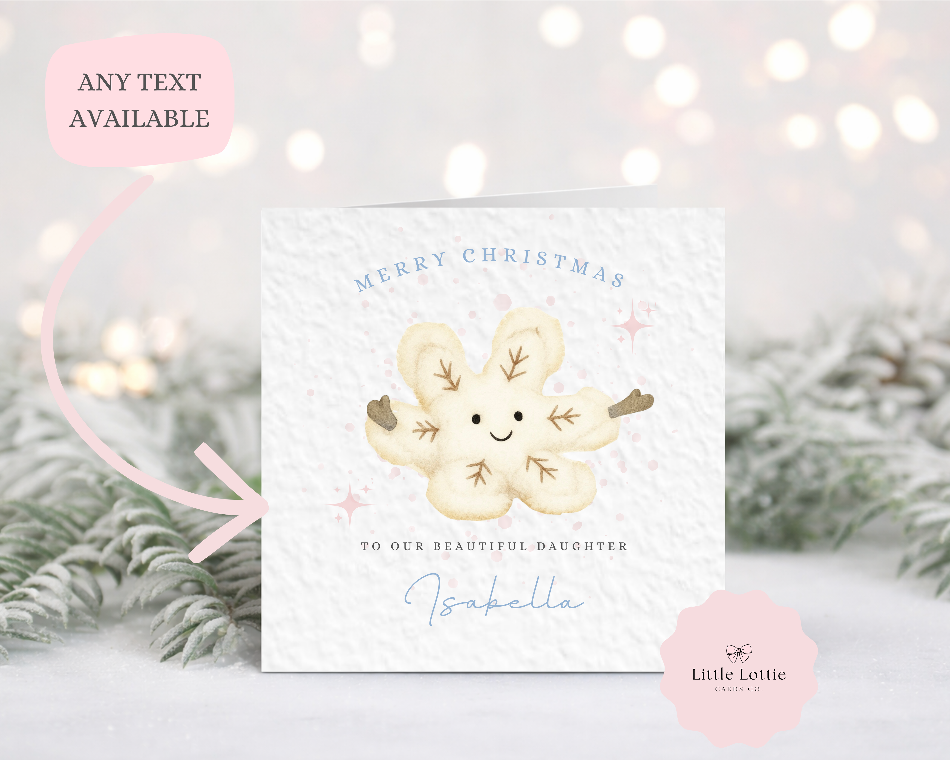 Personalised Christmas Card - Cute Snowflake Character Illustration