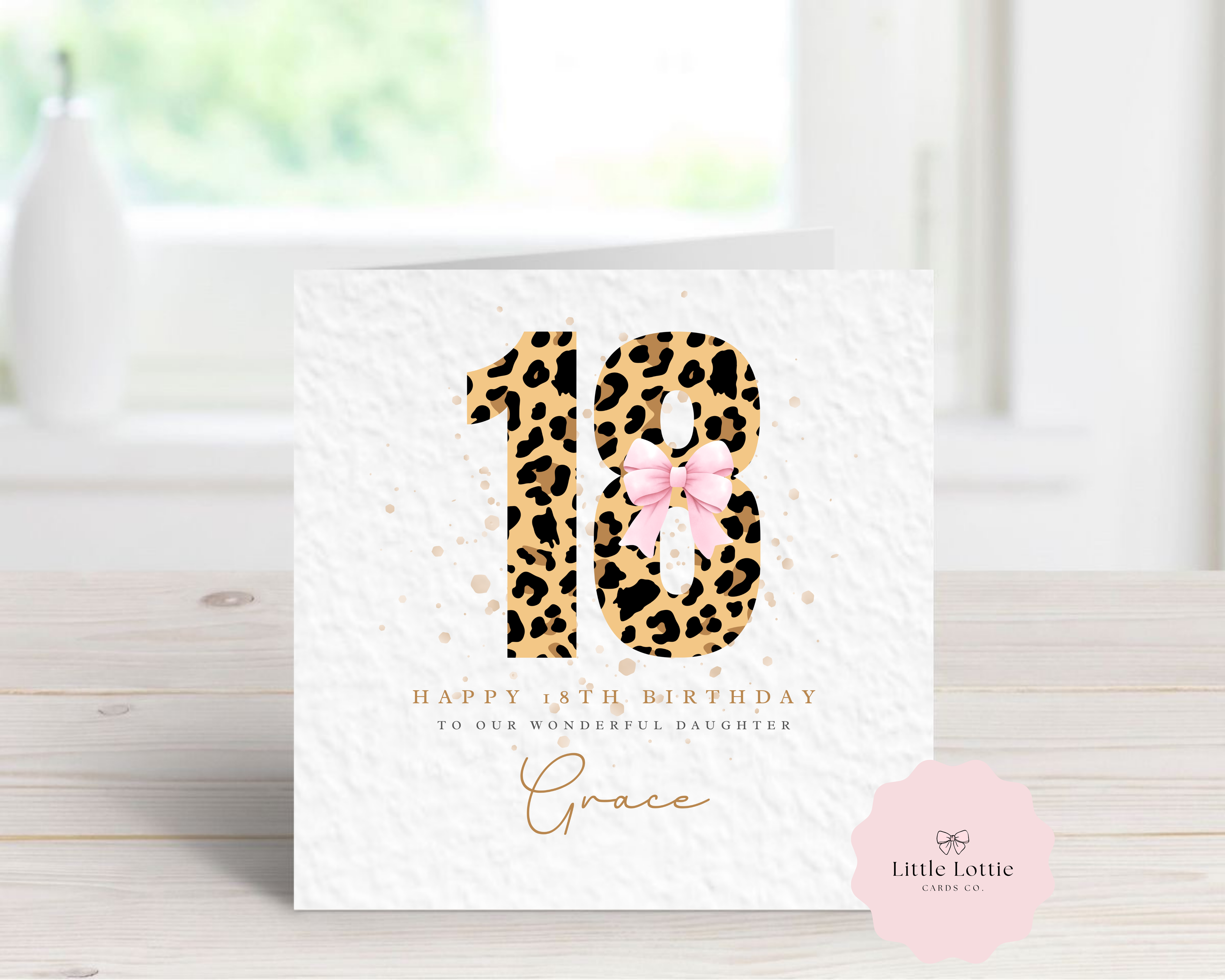 Personalised Leopard Print Birthday Card - Bolder Animal Print Number - Custom Name, Age & Relation - Luxury 6" Square Card for Daughter, Best Friend, Sister - Any Age Available