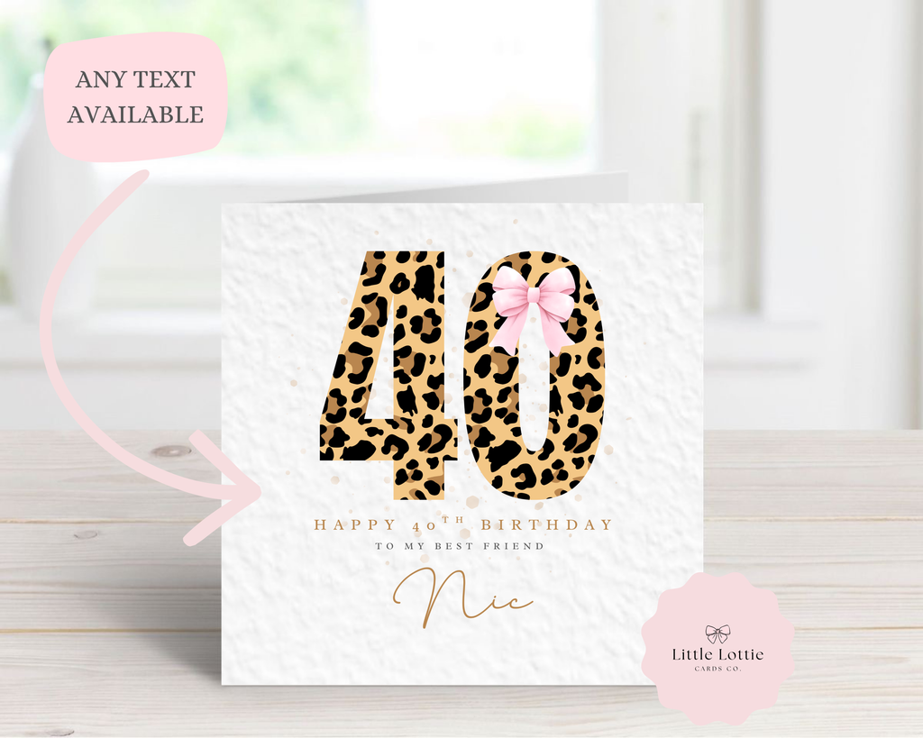 Personalised Leopard Print Birthday Card - Bolder Animal Print Number - Custom Name, Age & Relation - Luxury 6" Square Card for Daughter, Best Friend, Sister - Any Age Available