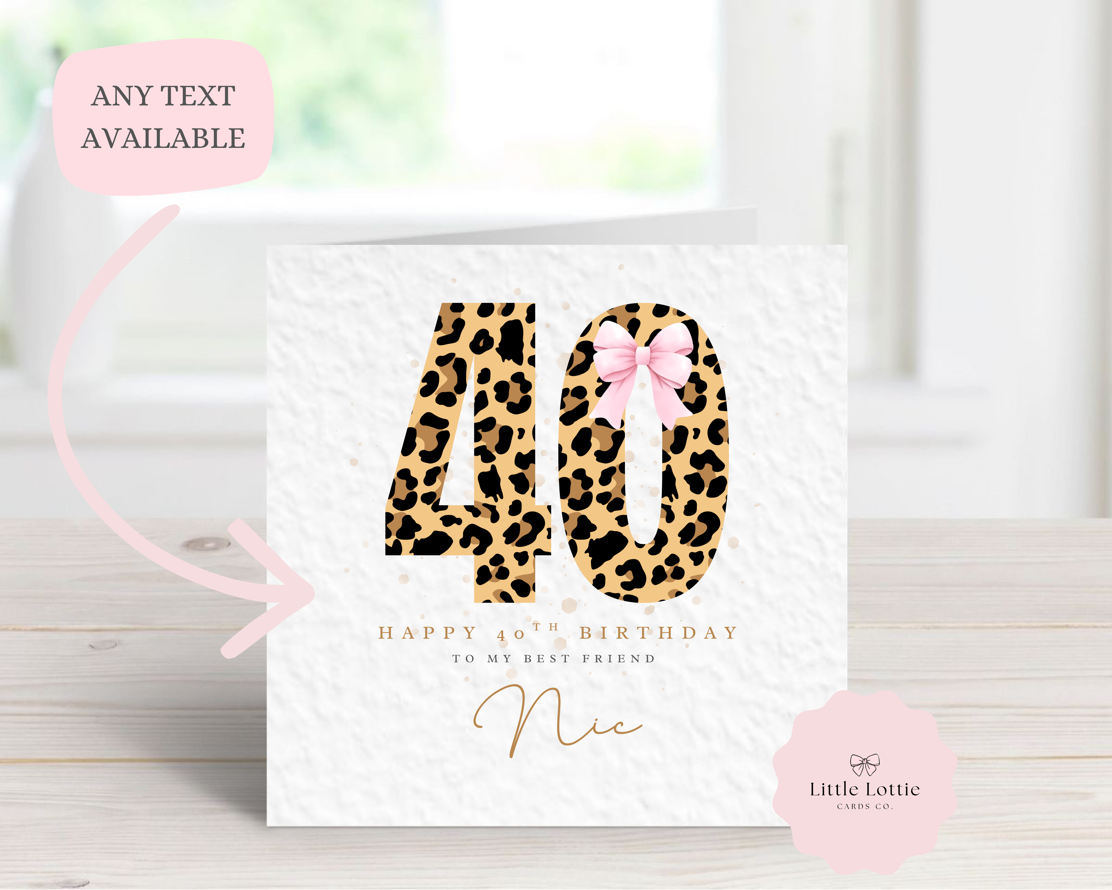 Personalised Leopard Print Birthday Card - Bolder Animal Print Number - Custom Name, Age & Relation - Luxury 6" Square Card for Daughter, Best Friend, Sister - Any Age Available