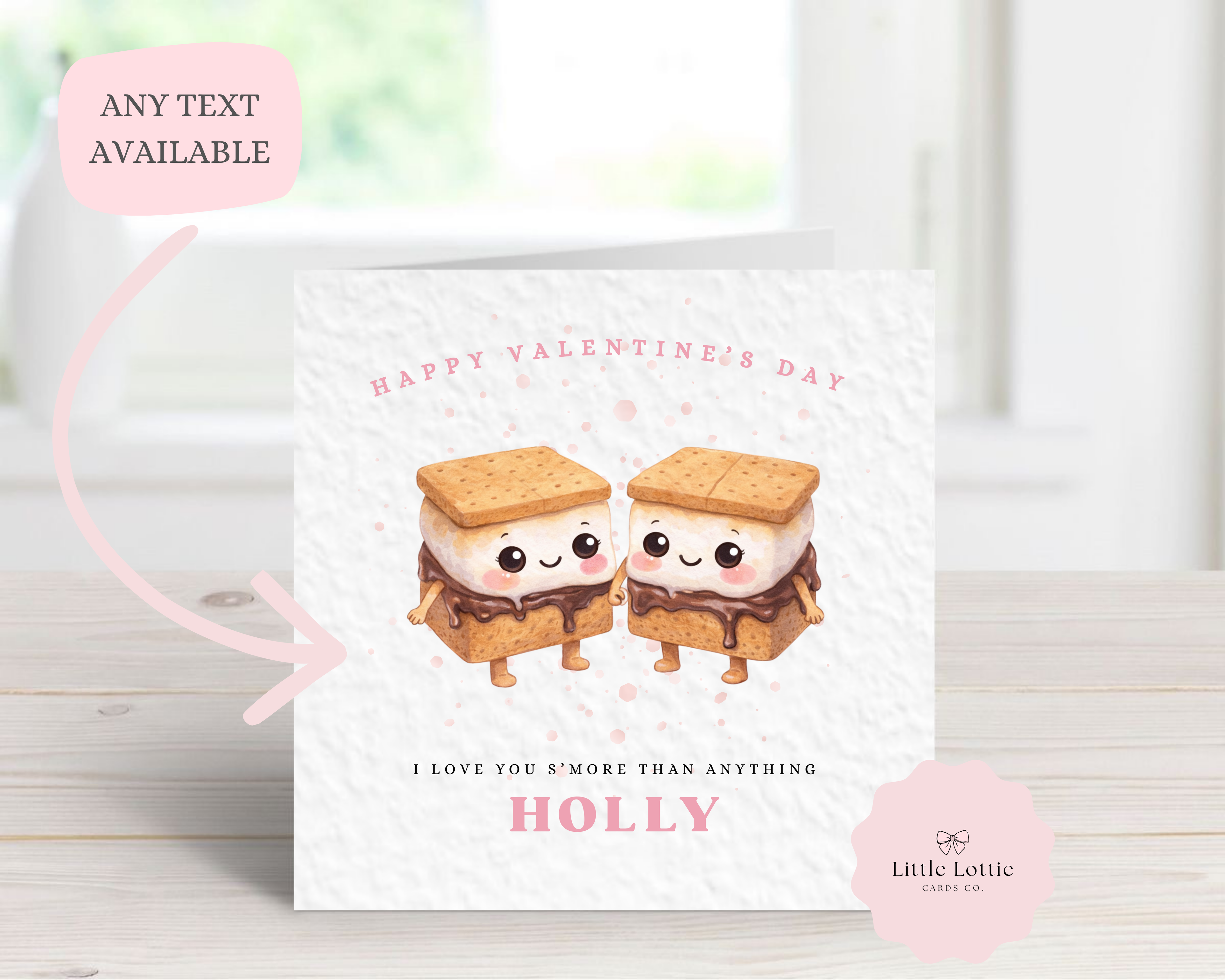 Personalised Valentine’s Day Card - I Love You S’more Than Anything - Cute S'mores Illustration - Custom Card for Girlfriend, Wife or Boyfriend