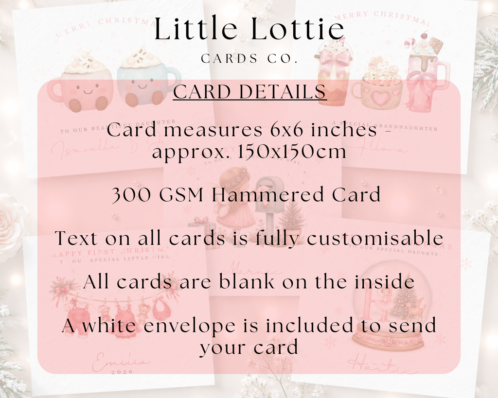 Personalised Christmas Card - Cute Hot Cocoa Mugs Character