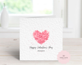 Personalised Valentine’s Day Card - Any Name & Relation - Cute Watercolor Pink Heart Collage - Custom Card for Girlfriend, Wife, or Mum