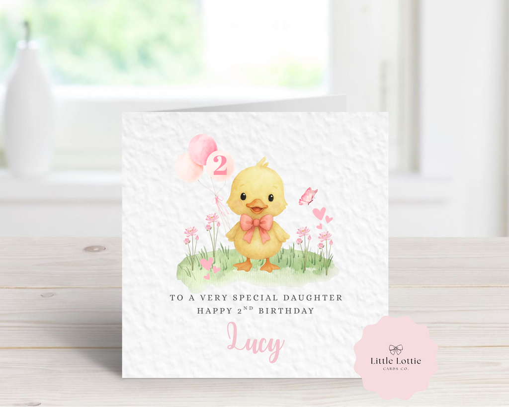 Personalised Children’s Birthday Card - Cute Watercolour Duckling Illustration