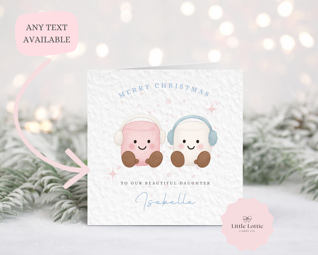 Personalised Christmas Card - Cute Marshmallow Characters Illustration