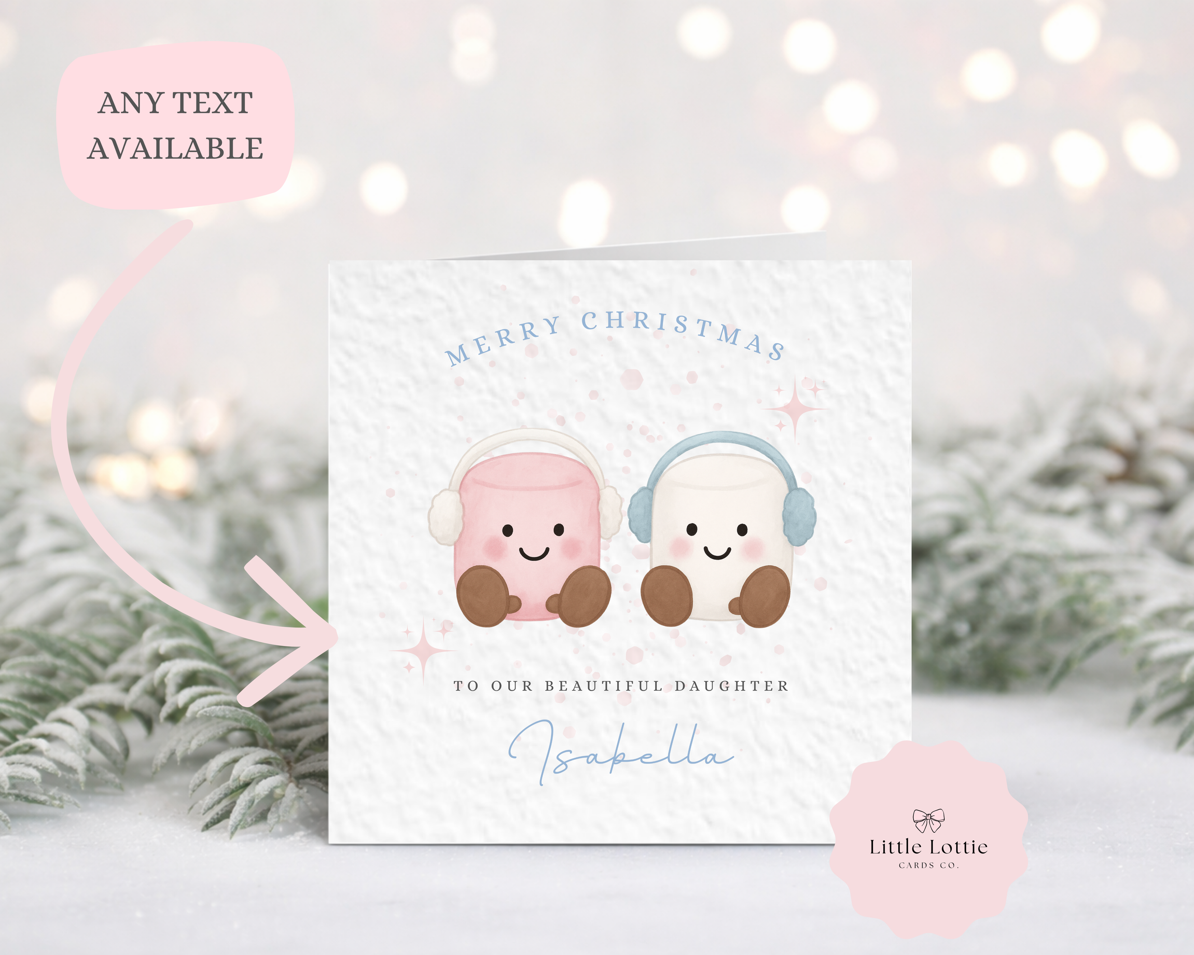 Personalised Christmas Card - Cute Marshmallow Characters Illustration