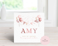 Personalised Birthday Card - Blush Pink Balloons & Bunting - Any Name, Age & Relation