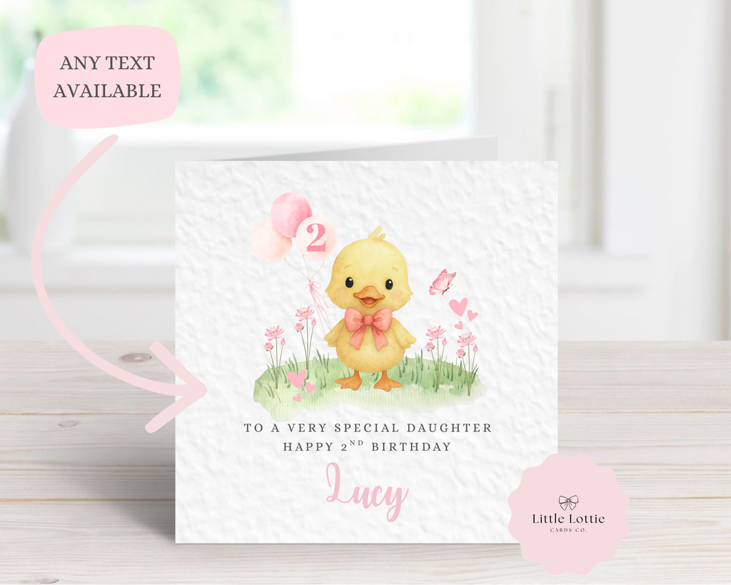 Personalised Children’s Birthday Card - Cute Watercolour Duckling Illustration