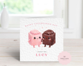 Personalised Valentine’s Day Card - I Fancy You - Cute Chocolate Fondant Illustration - Custom Valentine Card for Girlfriend, Boyfriend or Crush