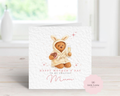 Personalised Mother's Day Card - Any Name & Relation - Cozy Watercolor Teddy Bear in Bunny Robe with Champagne & Heart Chocolates Illustration - Custom Card for Mum, Mummy, Nanna, Grandma - Large 6" Square (Copy)