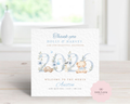 Personalised New Baby Boy Card - Blue 2026 Floral Year Keepsake - Custom Grandson Birth Details - Welcome to the World
