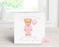Personalised Teddy Bear Pyjama Birthday Card - Any Name, Age & Relation