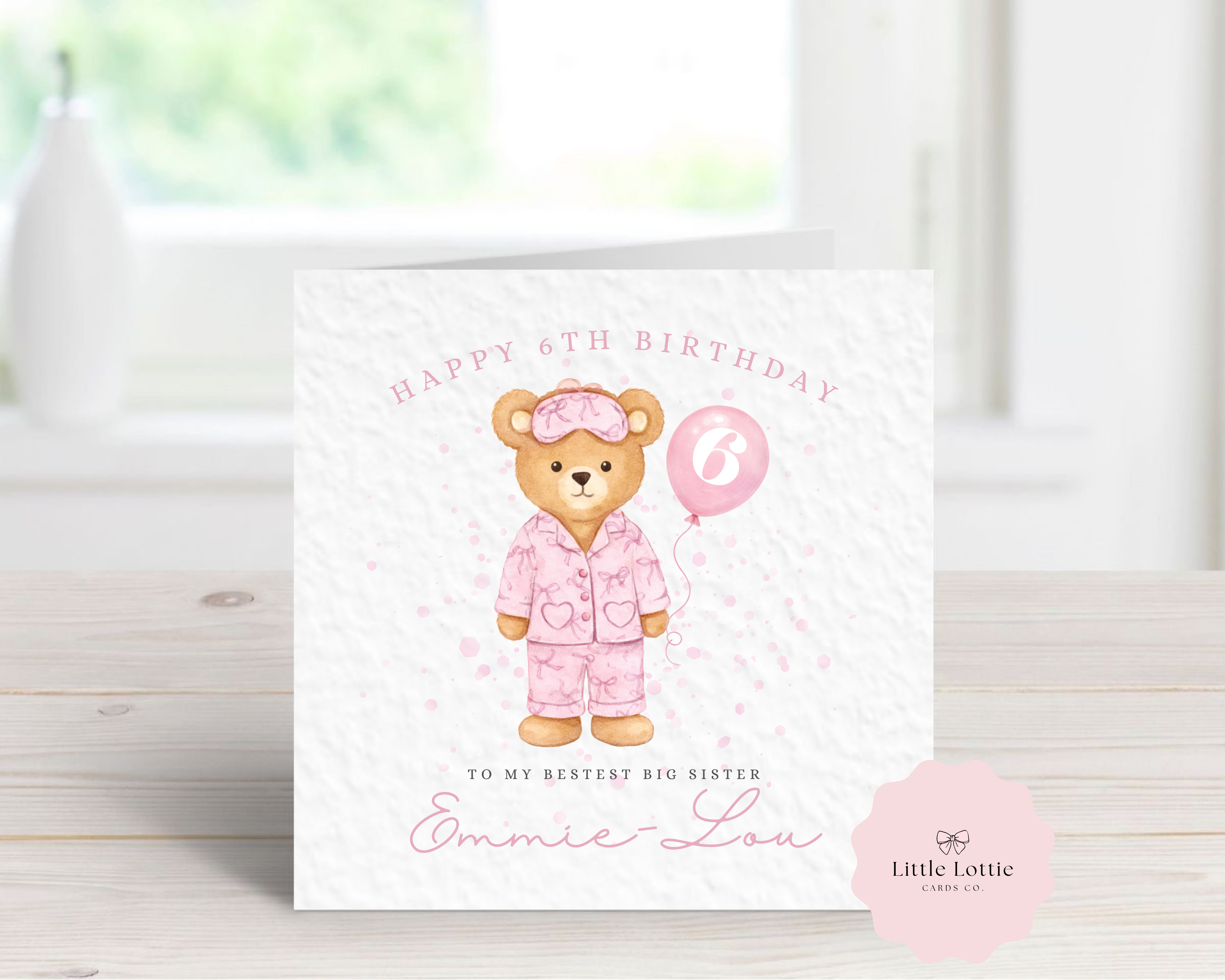 Personalised Teddy Bear Pyjama Birthday Card - Any Name, Age & Relation
