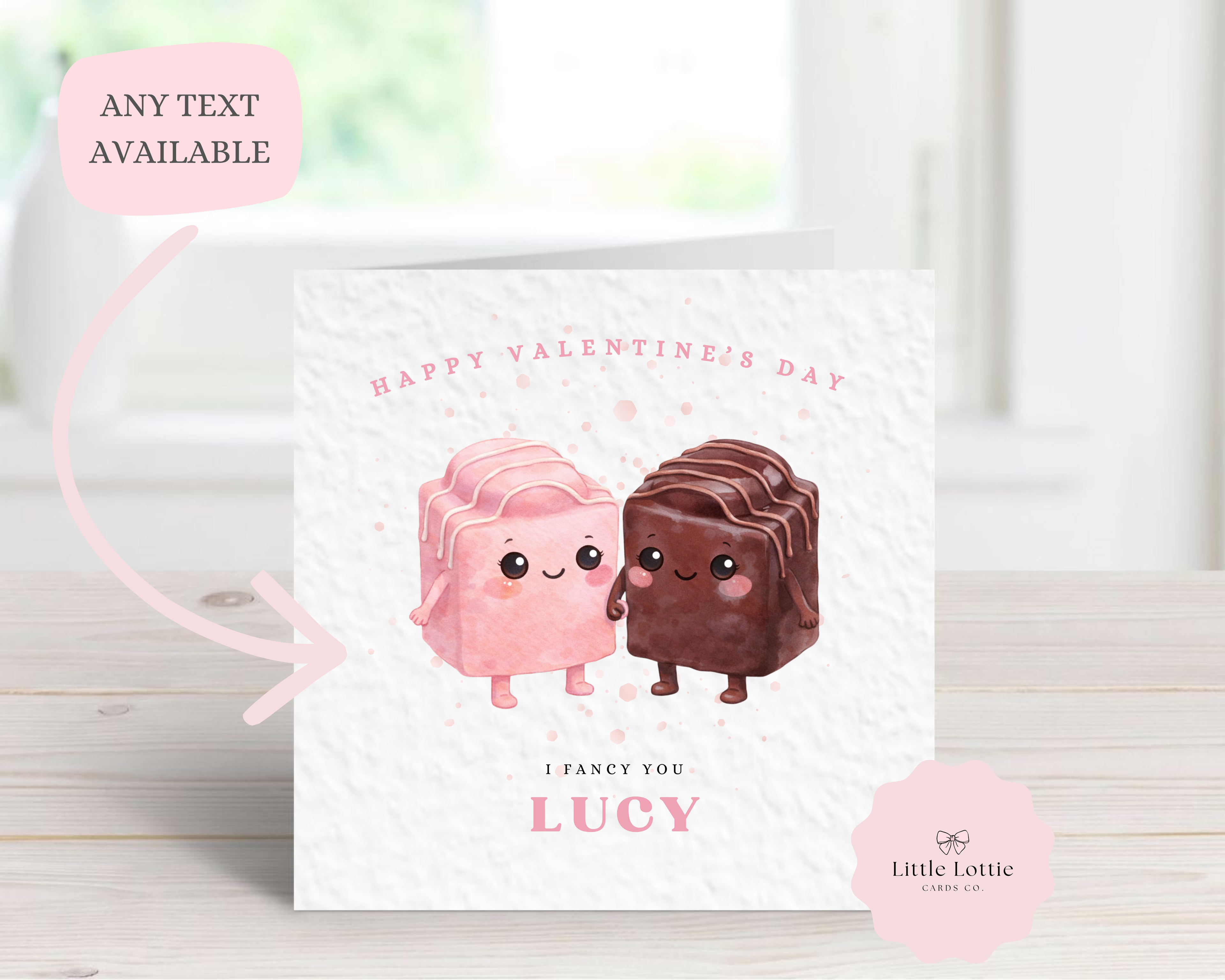 Personalised Valentine’s Day Card - I Fancy You - Cute Chocolate Fondant Illustration - Custom Valentine Card for Girlfriend, Boyfriend or Crush