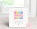 Personalised Teacher Thank You Card - Custom Name Watercolor Crayons Design