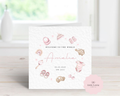 Personalised New Baby Girl Card - Pink Nursery Birth Details - Custom Name, Date & Weight Keepsake