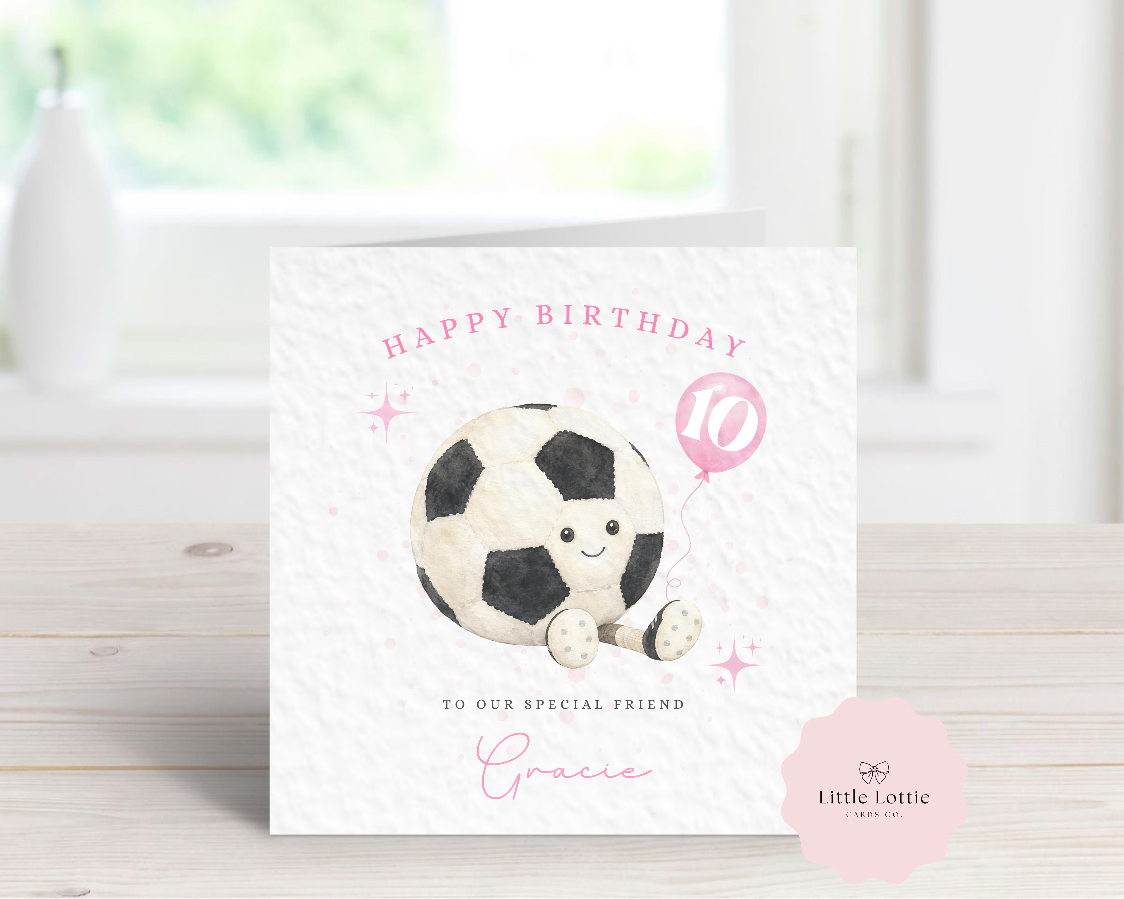 Cute Football Plush Birthday Card | Personalised Kids Soccer Card for Her