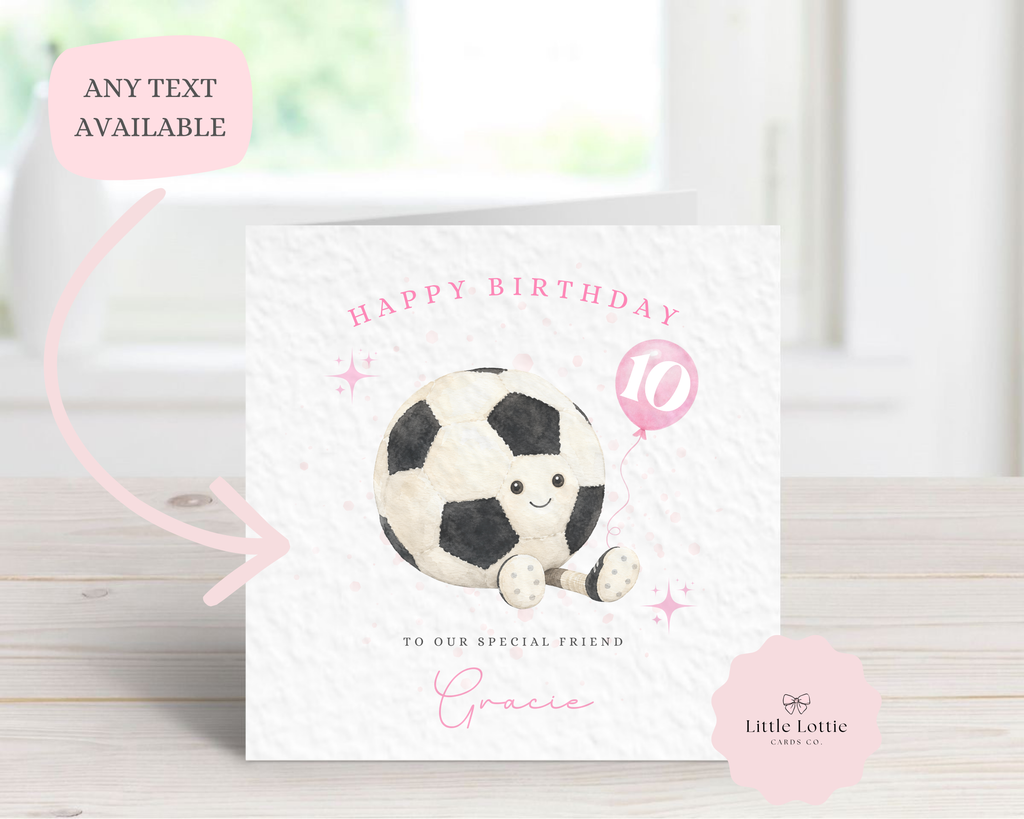 Cute Football Plush Birthday Card | Personalised Kids Soccer Card for Her