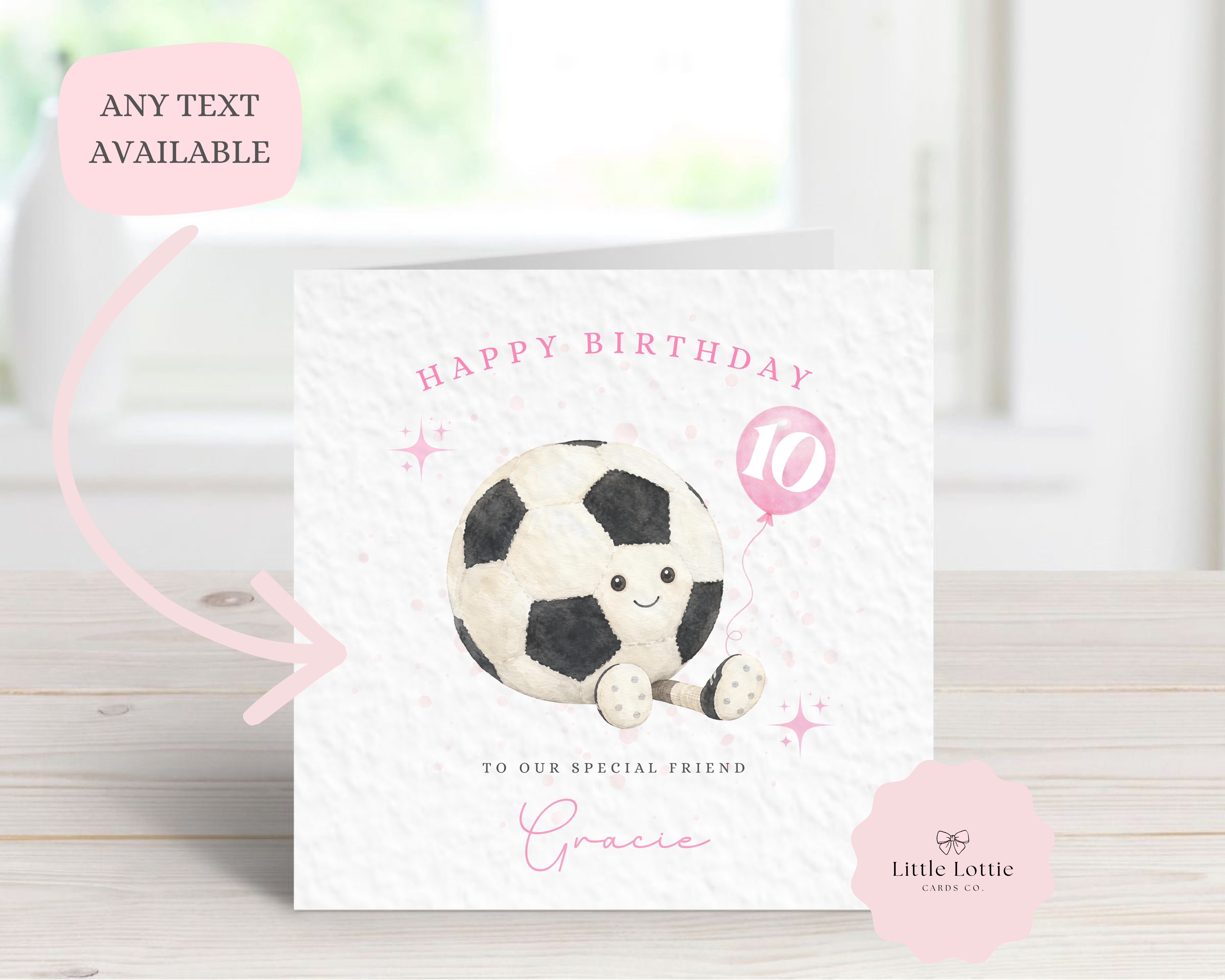 Cute Football Plush Birthday Card | Personalised Kids Soccer Card for Her