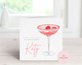 Personalised Strawberry Daiquiri Birthday Card - Any Name & Relation - Luxury Pink Watercolor Cocktail Illustration - Custom "Happy Birthday" Friend Card - Large 6" Square