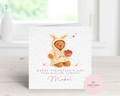 Personalised Valentine’s Day Card - Any Name & Relation - Cute Teddy Bear in Dressing Gown - Custom Card for Daughter, Son, Granddaughter or Girlfriend