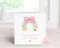 Personalised Rainbow Pencil Teacher Thank You Card - Custom Name Watercolour Stationery Design