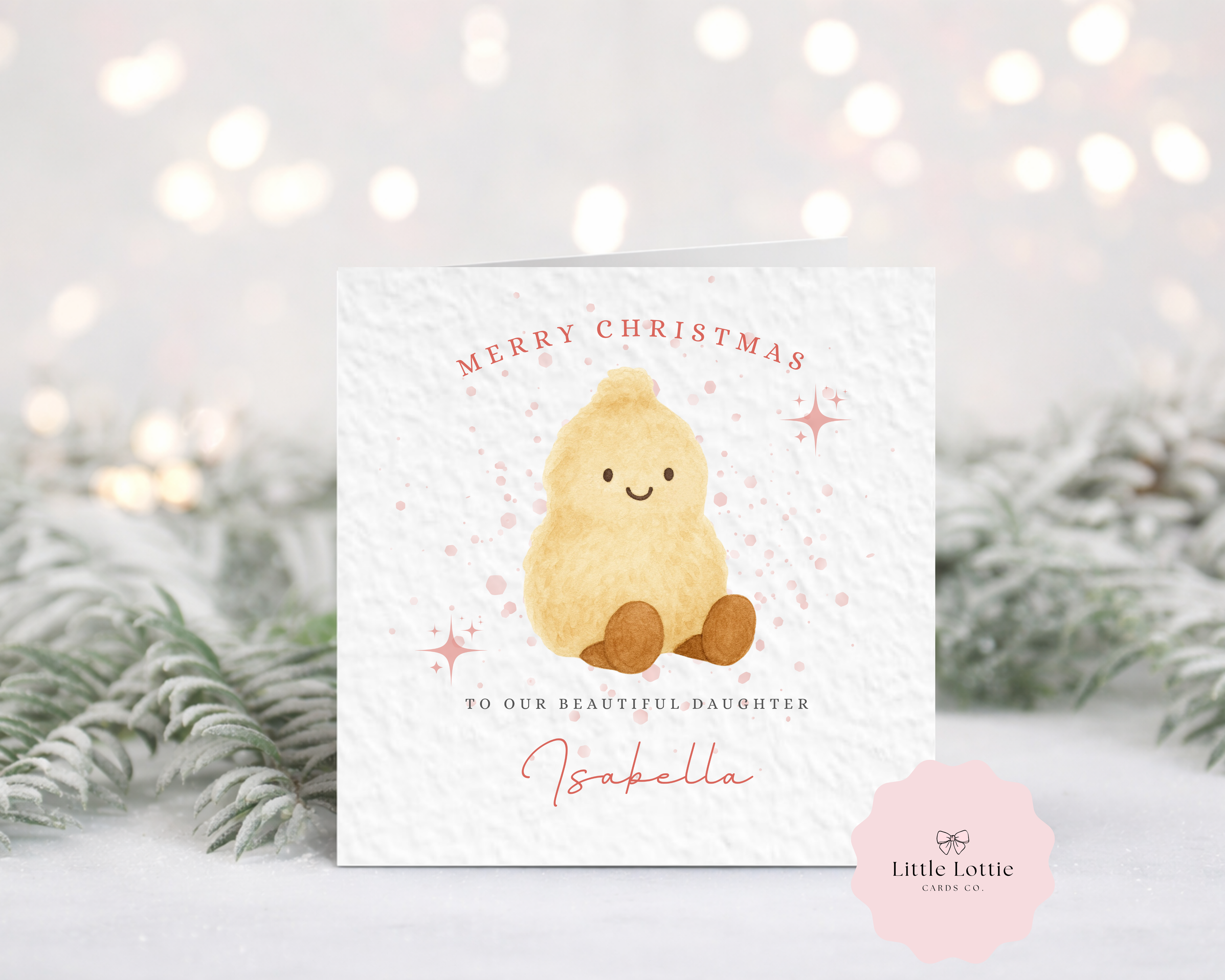 Personalised Christmas Card  - Cute Peanut Character Illustration