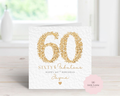 Personalised 60th Birthday Card - Sixty & Fabulous Gold Glitter Design