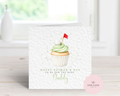 Personalised Golf Cupcake Birthday Card - "By-Par The Best" - Watercolor Golf Ball & Flag Design - Custom Name & Relation - Luxury 6" Square Card for Dad, Grandad, Brother