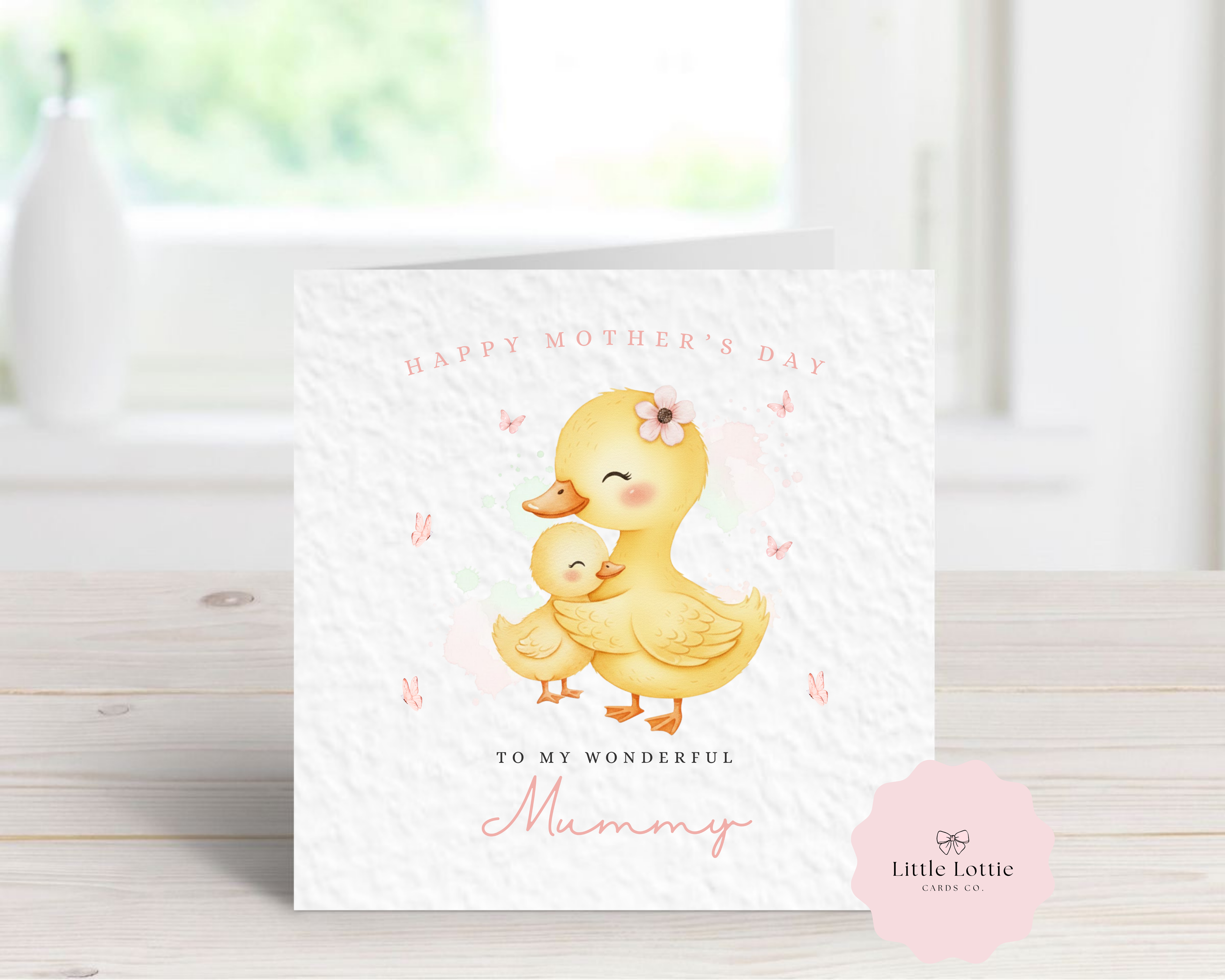 Personalised Mother’s Day Card - Any Name & Relation - Cute Watercolour Duck and Duckling Illustration - Custom Card for Mummy, Nan, Grandma or First Mother's Day