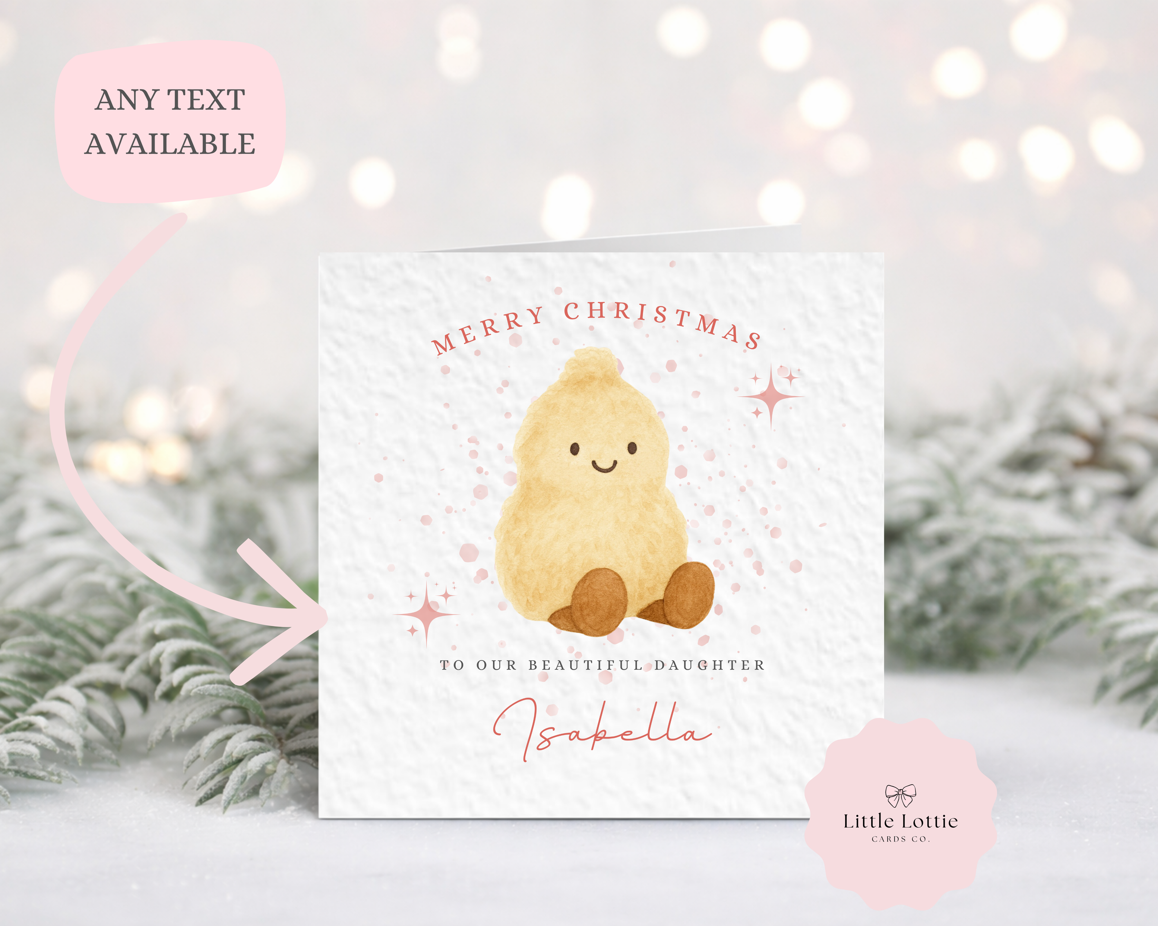 Personalised Christmas Card  - Cute Peanut Character Illustration