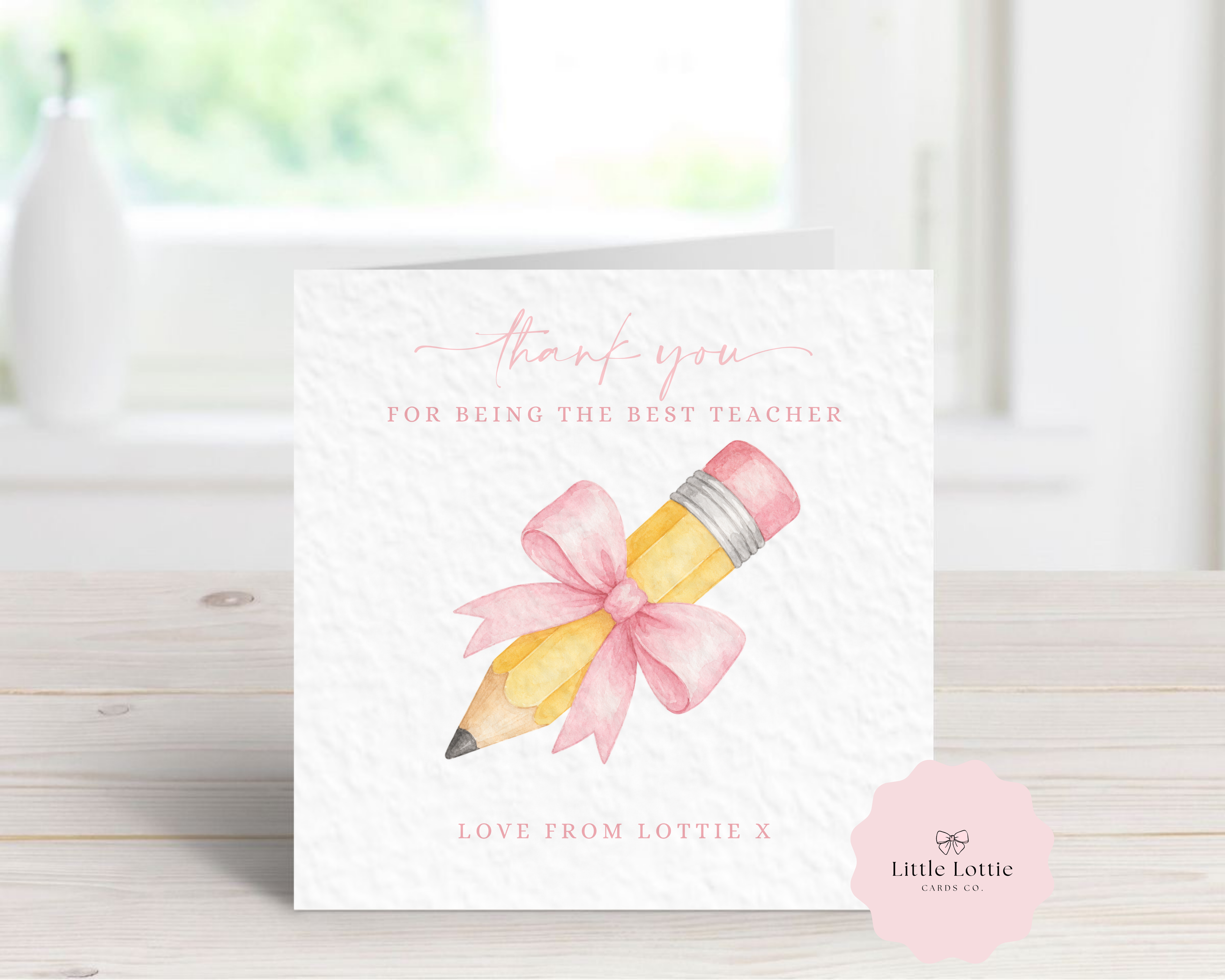 Personalised Cute Pencil Teacher Thank You Card - Custom Message Stationery Design