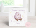 Personalised "Eggcellent Day" Easter Card - Watercolor Purple Speckled Mini Egg Design - Custom Name - Fun Easter Card for Kids, Daughter, Son, Grandchildren - Luxury 6" Square
