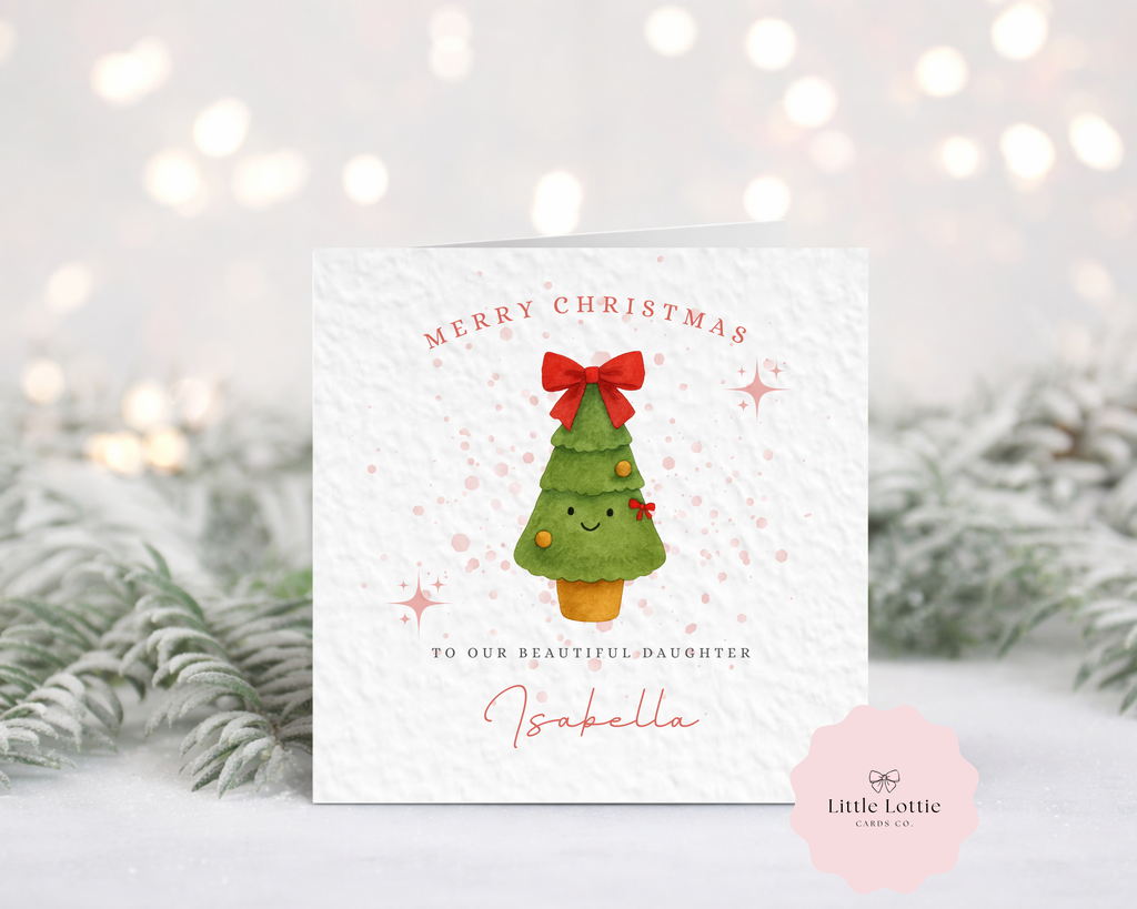 Personalised Christmas Card - Cute Christmas Tree Character Illustration