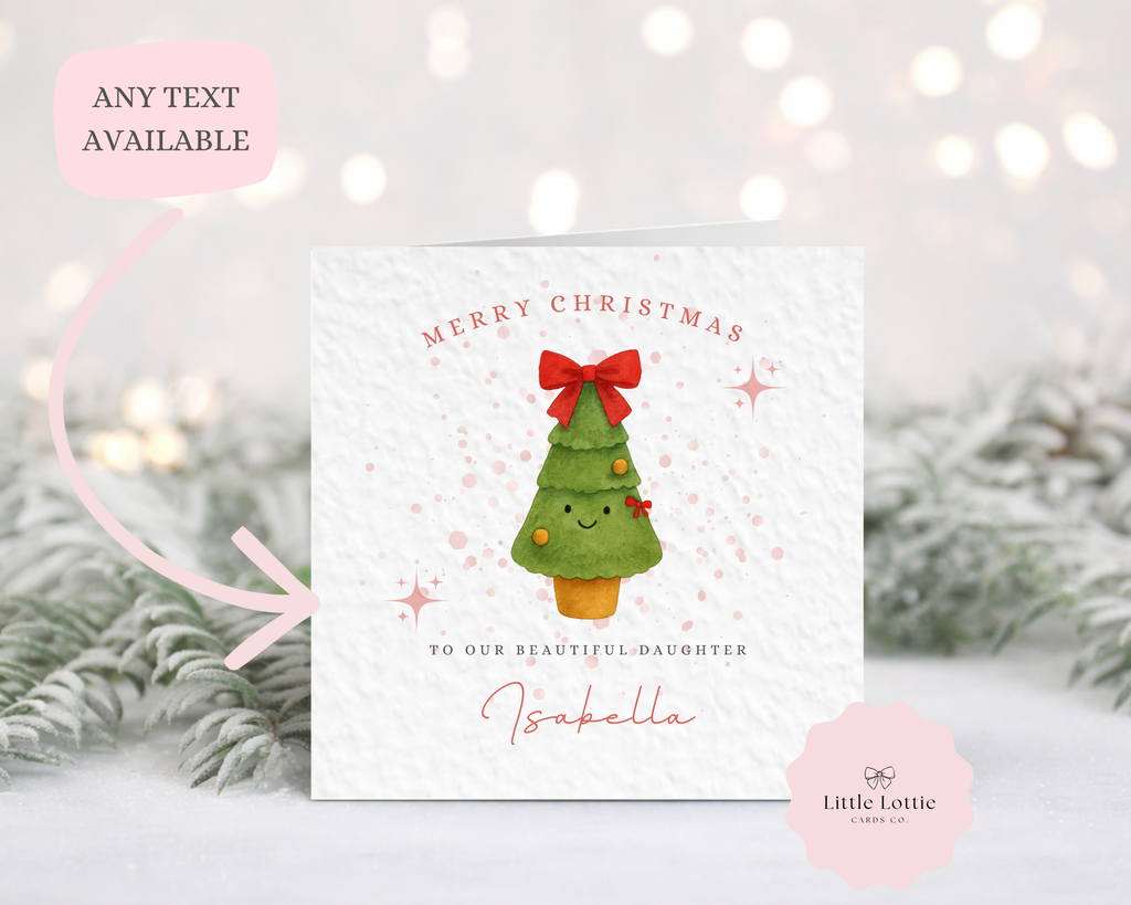 Personalised Christmas Card - Cute Christmas Tree Character Illustration