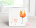 Personalised Aperol Spritz Birthday Card - Any Name & Relation - Luxury Orange Watercolor Cocktail Illustration - Custom "Happy Birthday" Friend Card - Large 6" Square