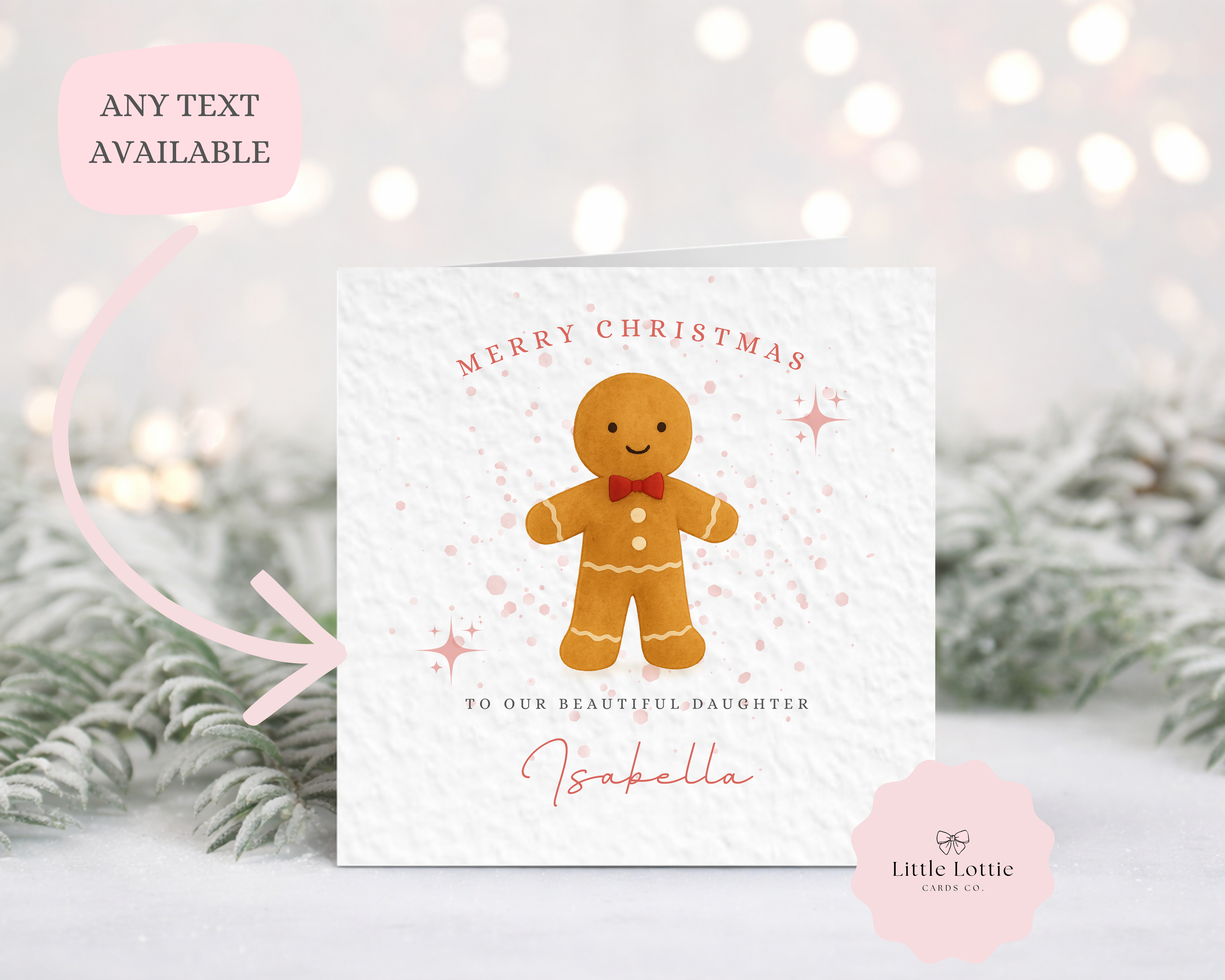 Personalised Christmas Card - Cute Gingerbread Man Character Illustration