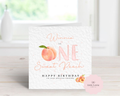 Personalised 1st Birthday Card - "One Sweet Peach" Watercolor Fruit Theme - Custom Name & Relation - First Birthday Card for Daughter, Friend, Niece - Large 6" Square