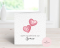 Personalised Valentine’s Day Card - Any Name & Relation - Double Watercolor Hearts Illustration - Custom Initial "Gracie" Card - Luxury Square Card for Her