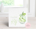Personalised Cucumber Gin & Tonic Birthday Card - Any Name & Relation - Luxury Green Watercolor Cocktail Illustration - Custom "Happy Birthday" G&T Card - Large 6" Square