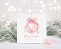 Personalised Christmas Card - Light Pink Watercolour Bauble Illustration