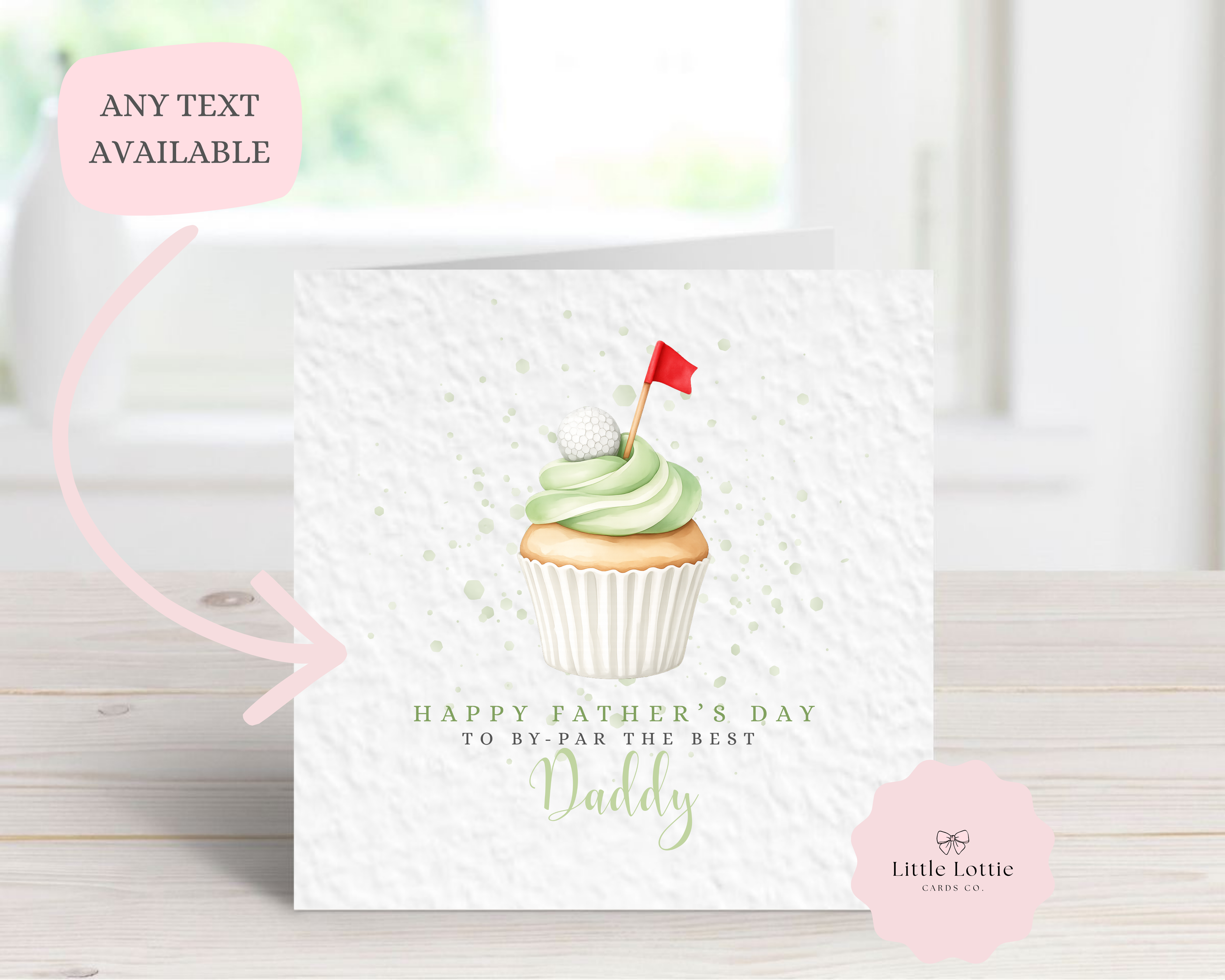 Personalised Golf Cupcake Birthday Card - "By-Par The Best" - Watercolor Golf Ball & Flag Design - Custom Name & Relation - Luxury 6" Square Card for Dad, Grandad, Brother