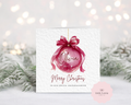 Personalised Christmas Card - Dark Pink Watercolour Bauble Illustration