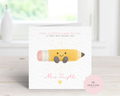 Personalised Cute Pencil Character Teacher Card - Pink Jellycat Inspired Design