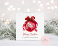 Personalised Christmas Card - Traditional Red Watercolour Bauble Illustration
