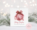 Personalised Christmas Card - Dusty Pink Watercolour Bauble Illustration