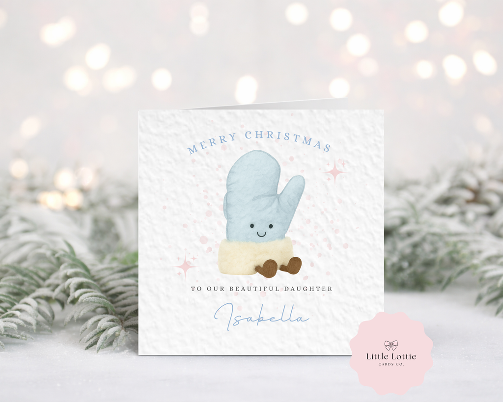 Personalised Christmas Card - Cute Mitten Character