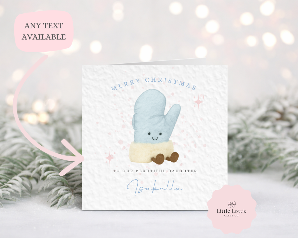 Personalised Christmas Card - Cute Mitten Character