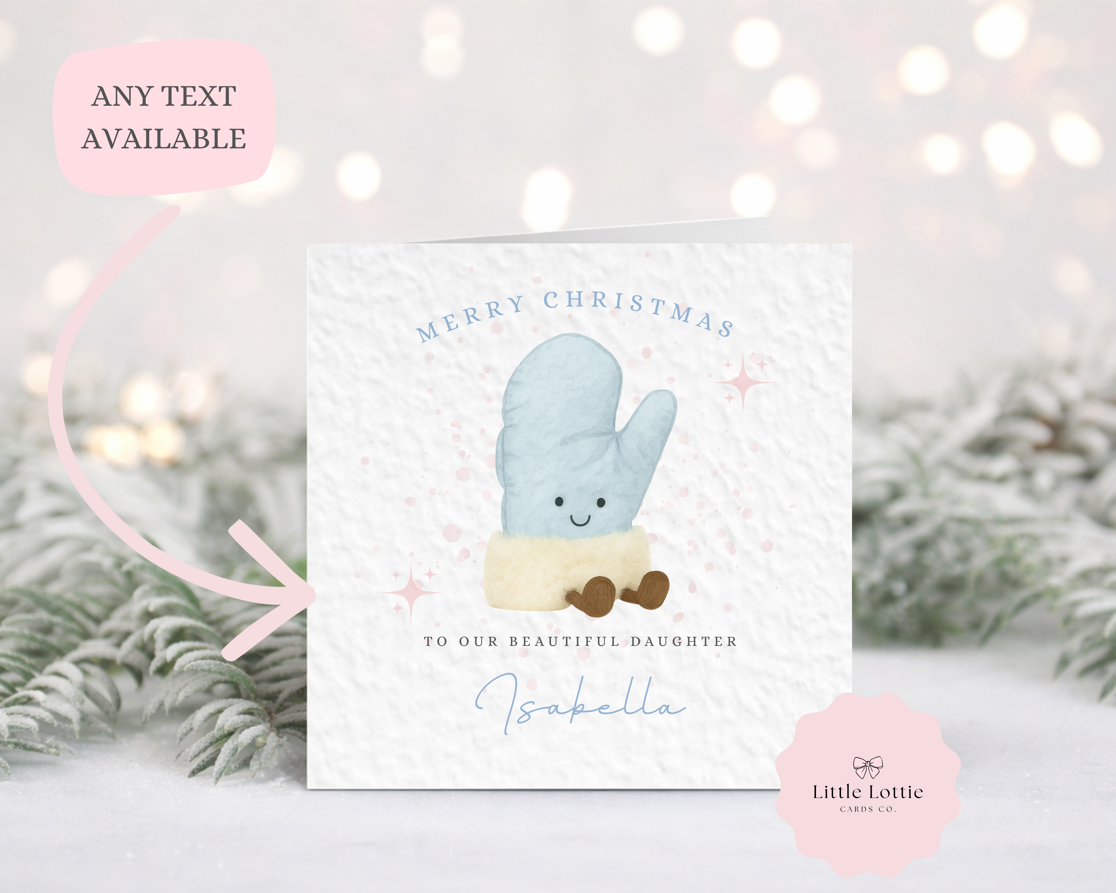 Personalised Christmas Card - Cute Mitten Character